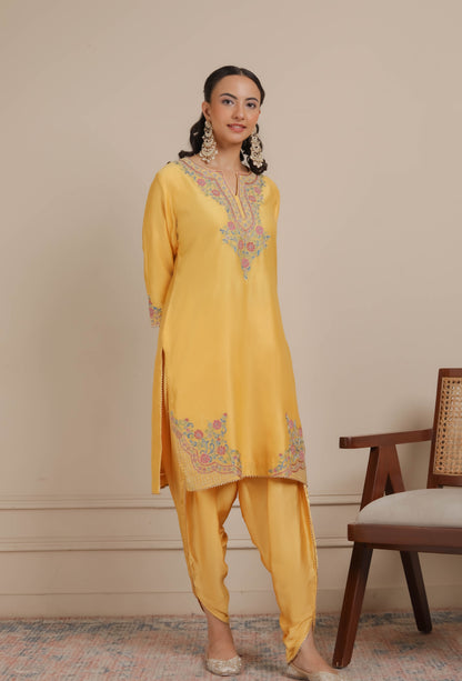 Yellow kurta paired with Dhoti Set