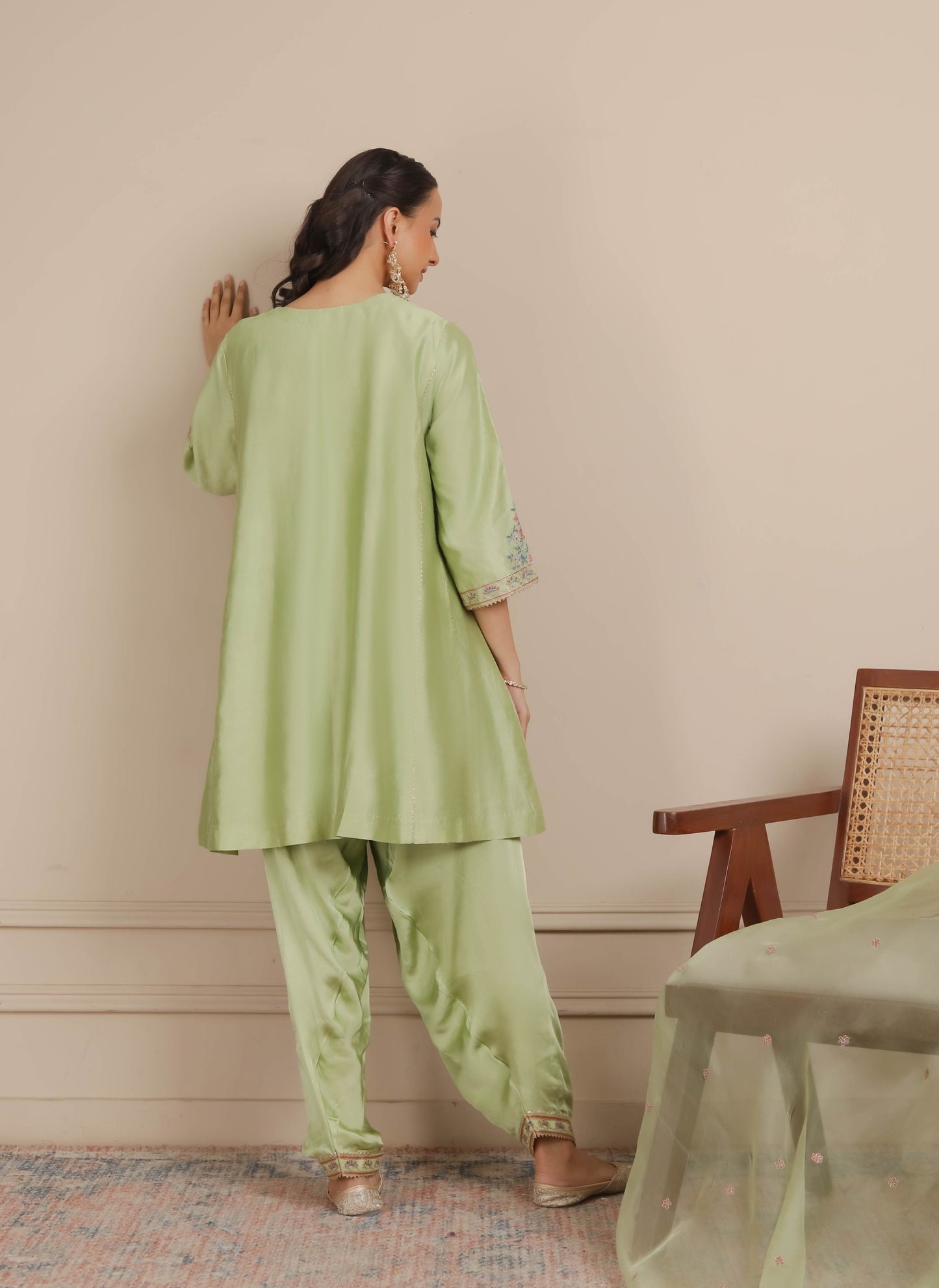 Green A-Line kurta with Salwar