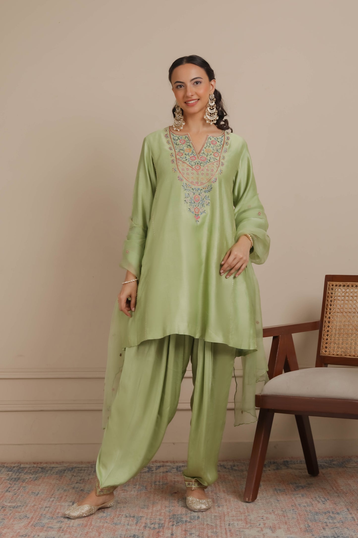 Green A-Line kurta with Salwar