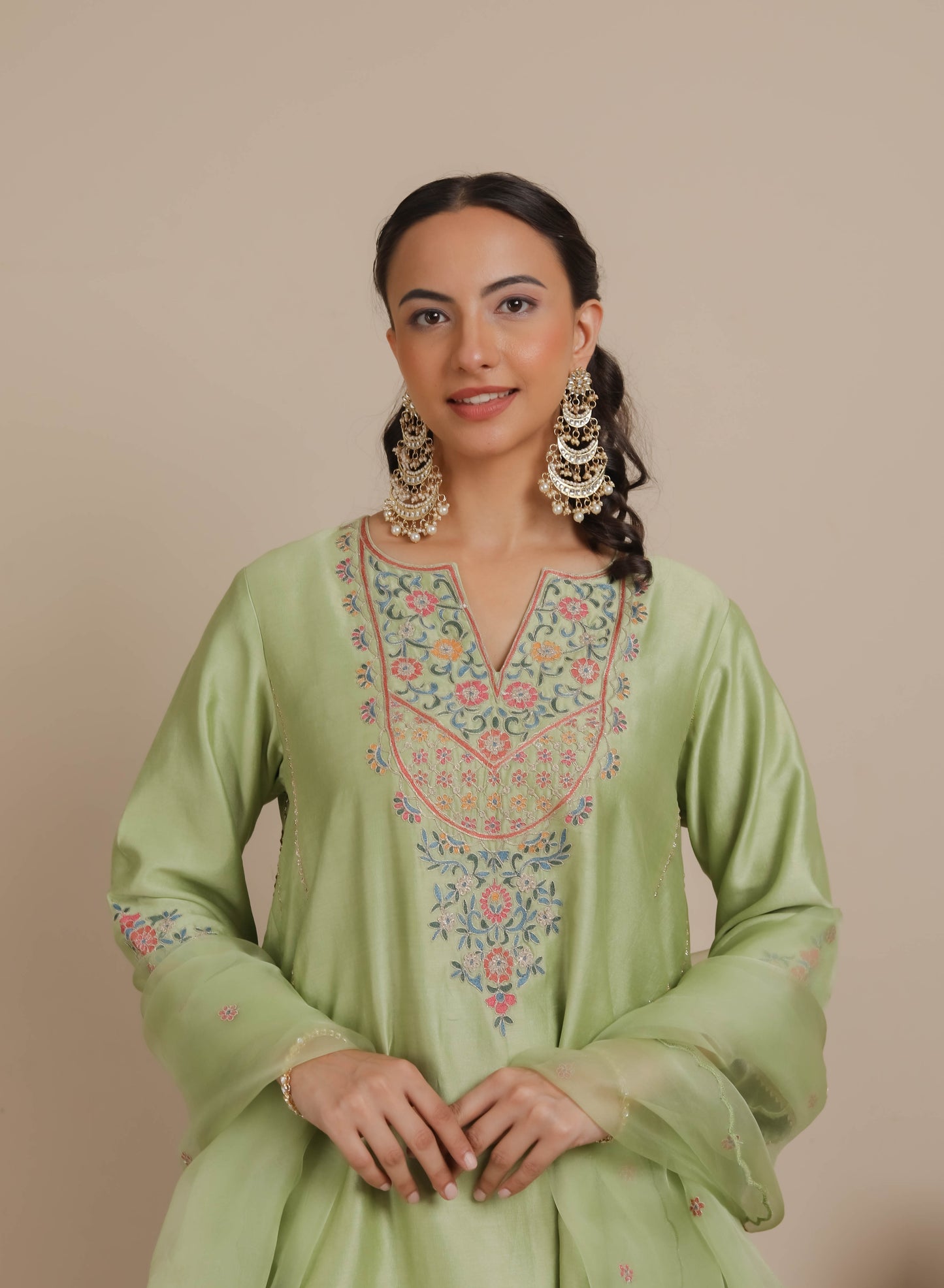 Green A-Line kurta with Salwar