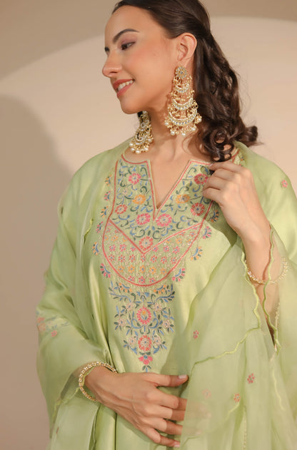 Green A-Line kurta with Salwar