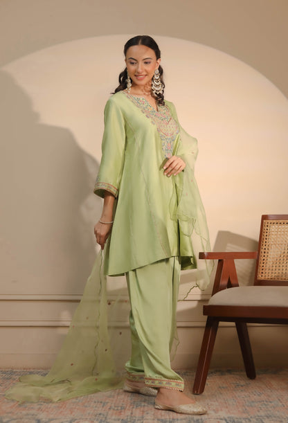 Green A-Line kurta with Salwar