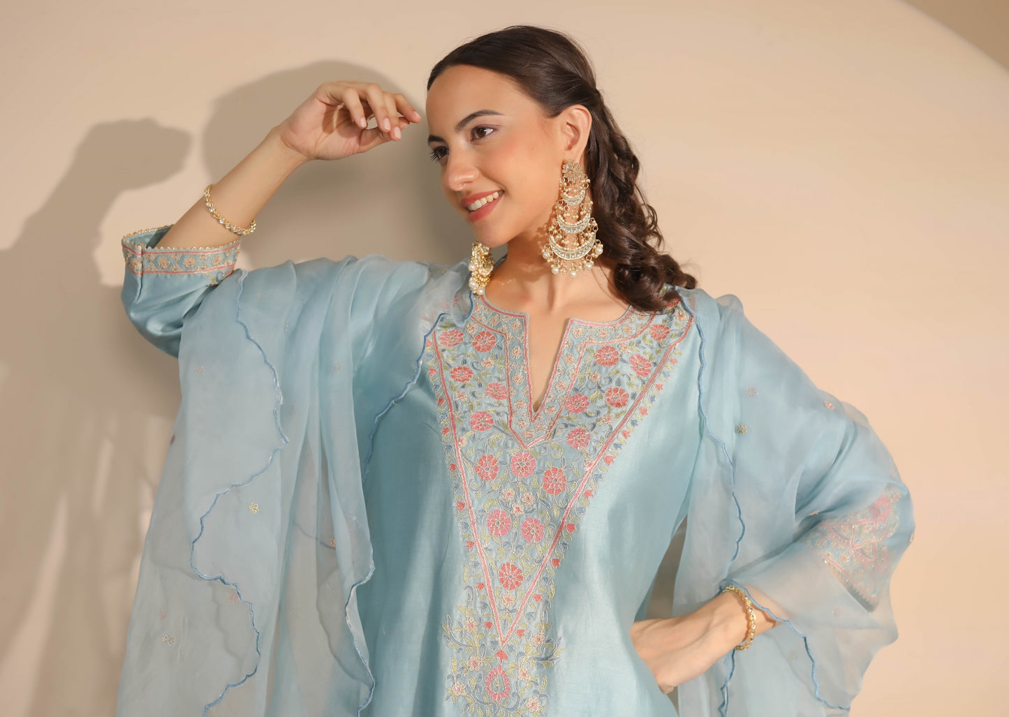 Blue A-Line kurta with Salwar Set