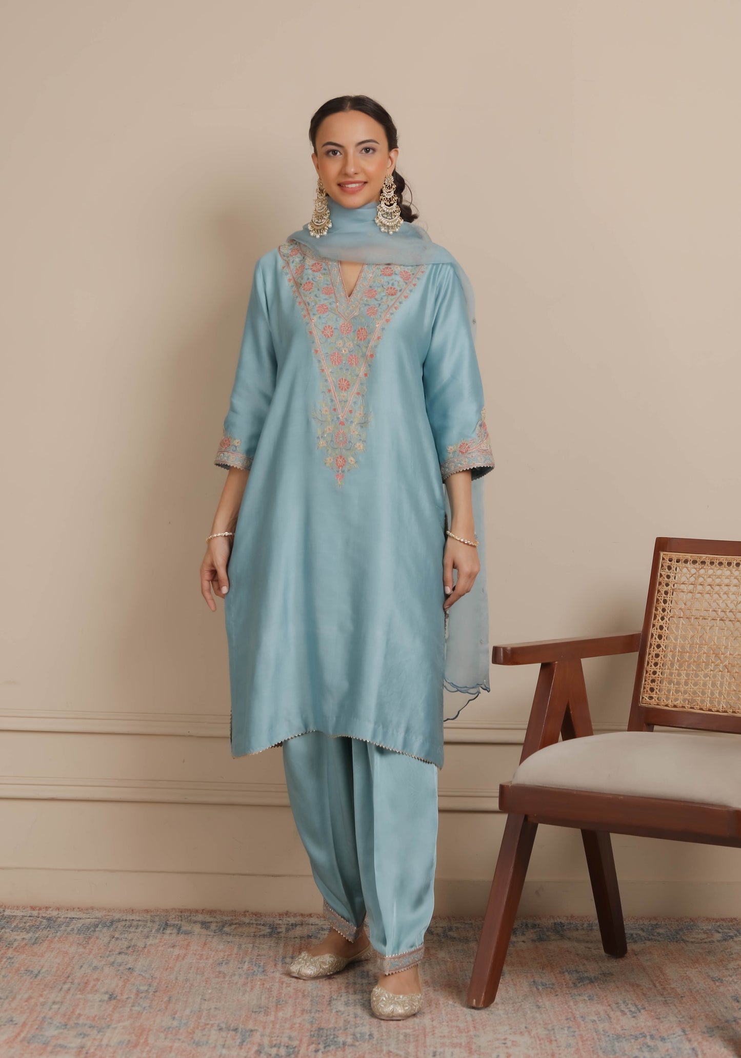 Blue A-Line kurta with Salwar Set