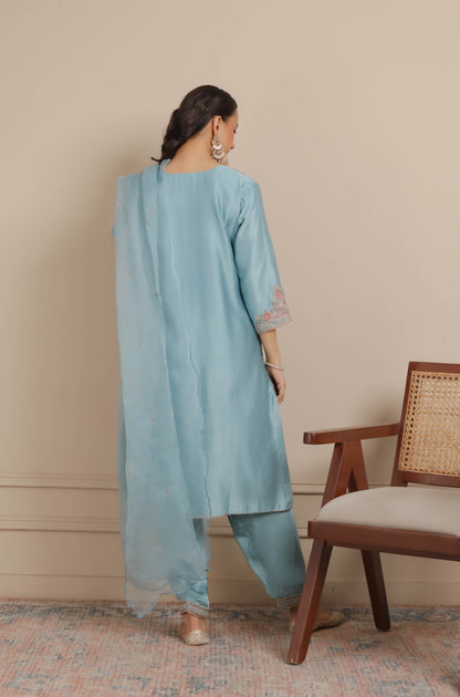 Blue A-Line kurta with Salwar Set