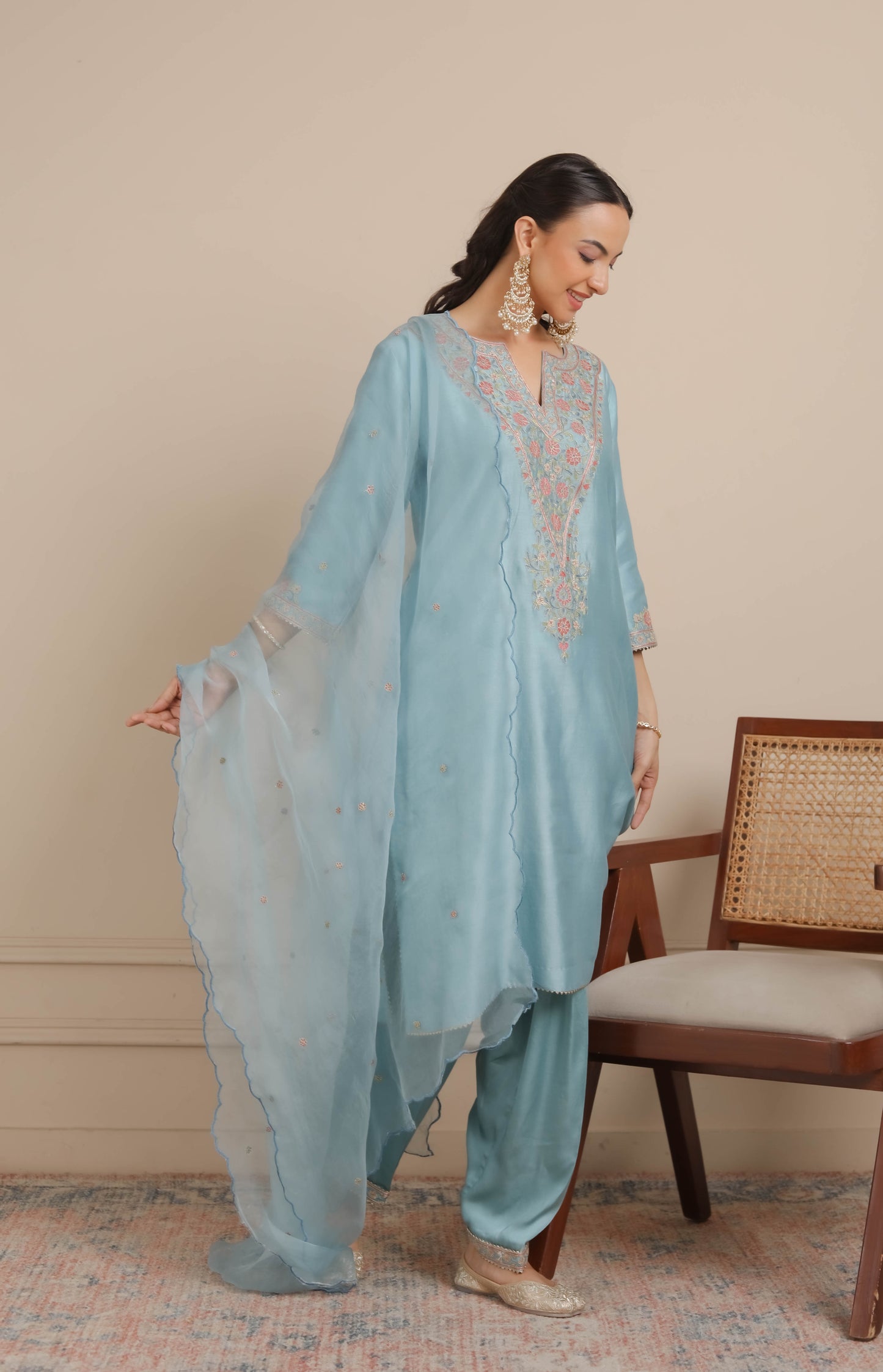 Blue A-Line kurta with Salwar Set