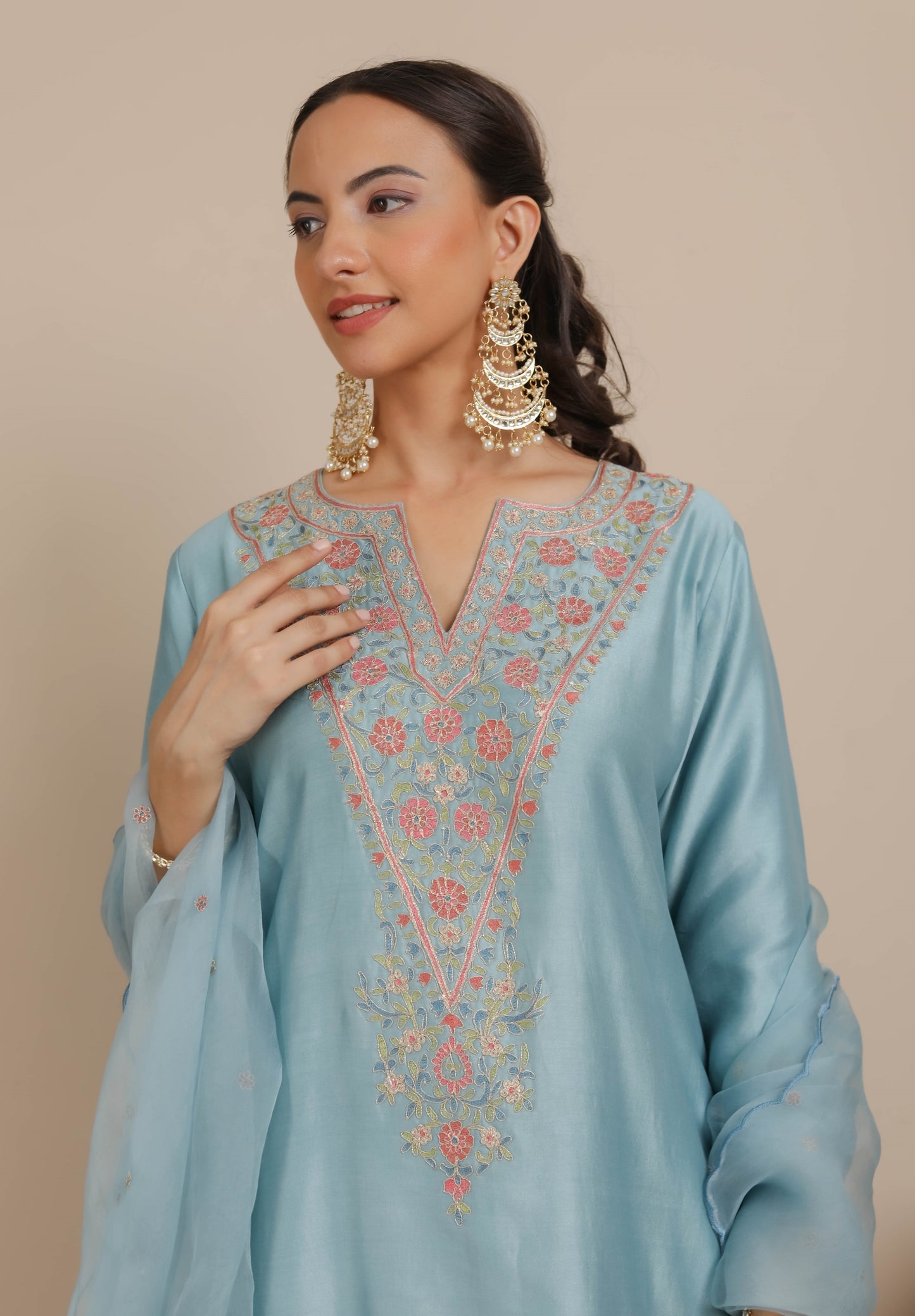 Blue A-Line kurta with Salwar Set