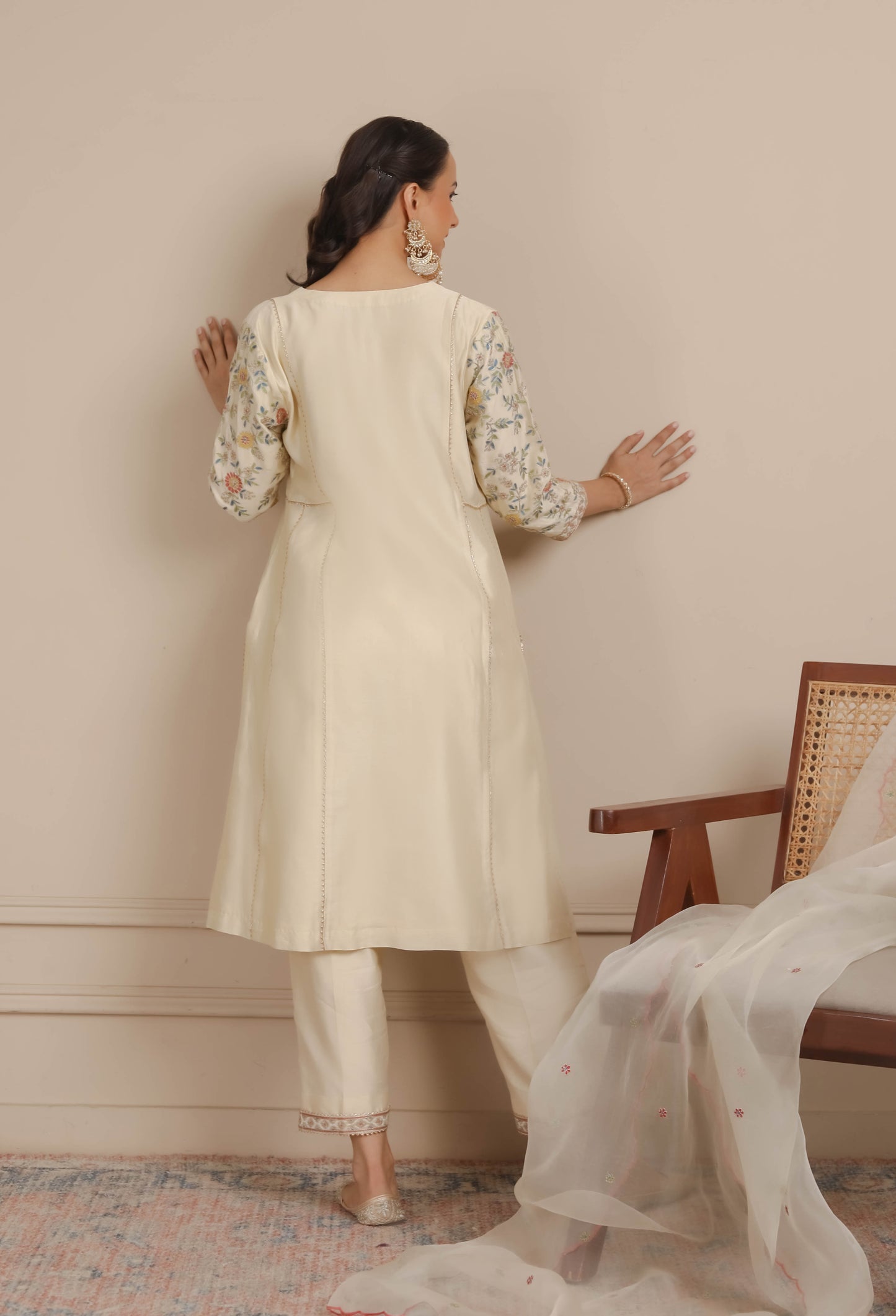 Ivory A-Line Kurta with Pants