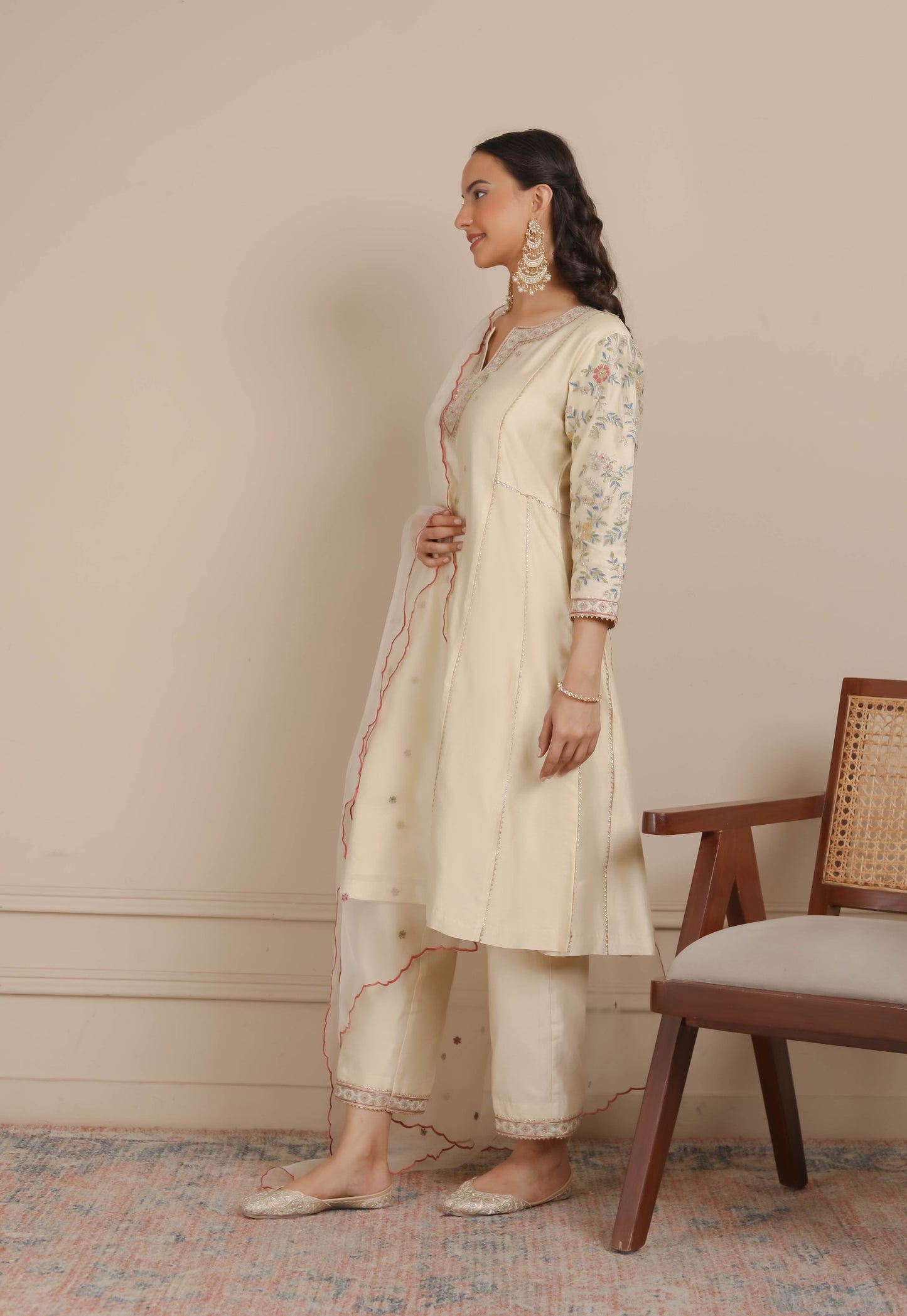 Ivory A-Line Kurta with Pants