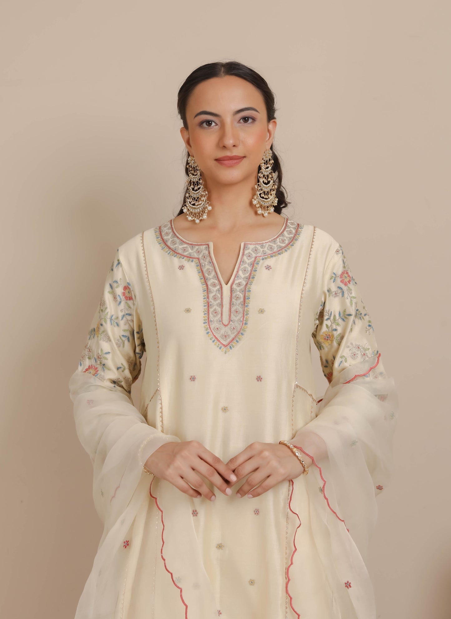 Ivory A-Line Kurta with Pants