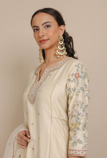 Ivory A-Line Kurta with Pants