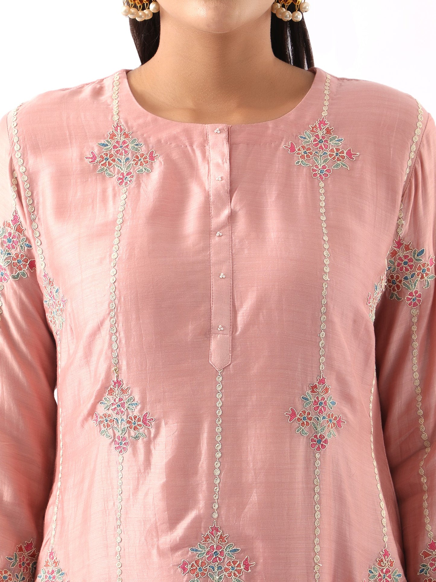 Blush Pink Embroidered Kurta & Dhoti Set