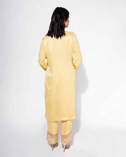 Yellow Embroidered Sleeve Kurta & Pant Set