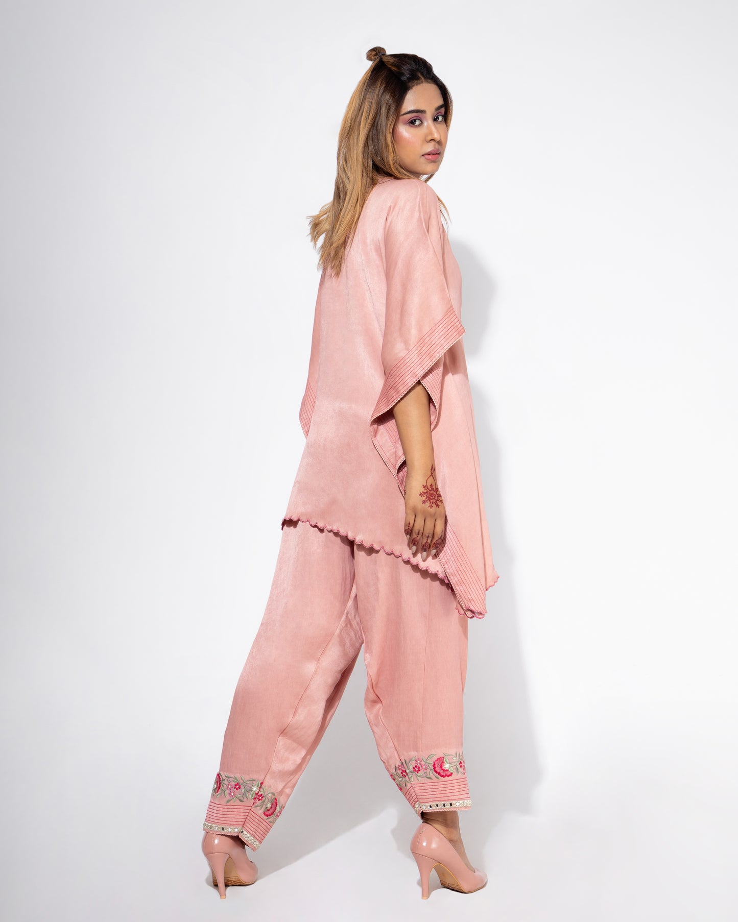 Pink Kaftan & Salwar Set