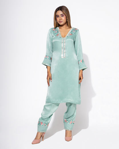 Blue Side Boota Kurta & Salwar Set