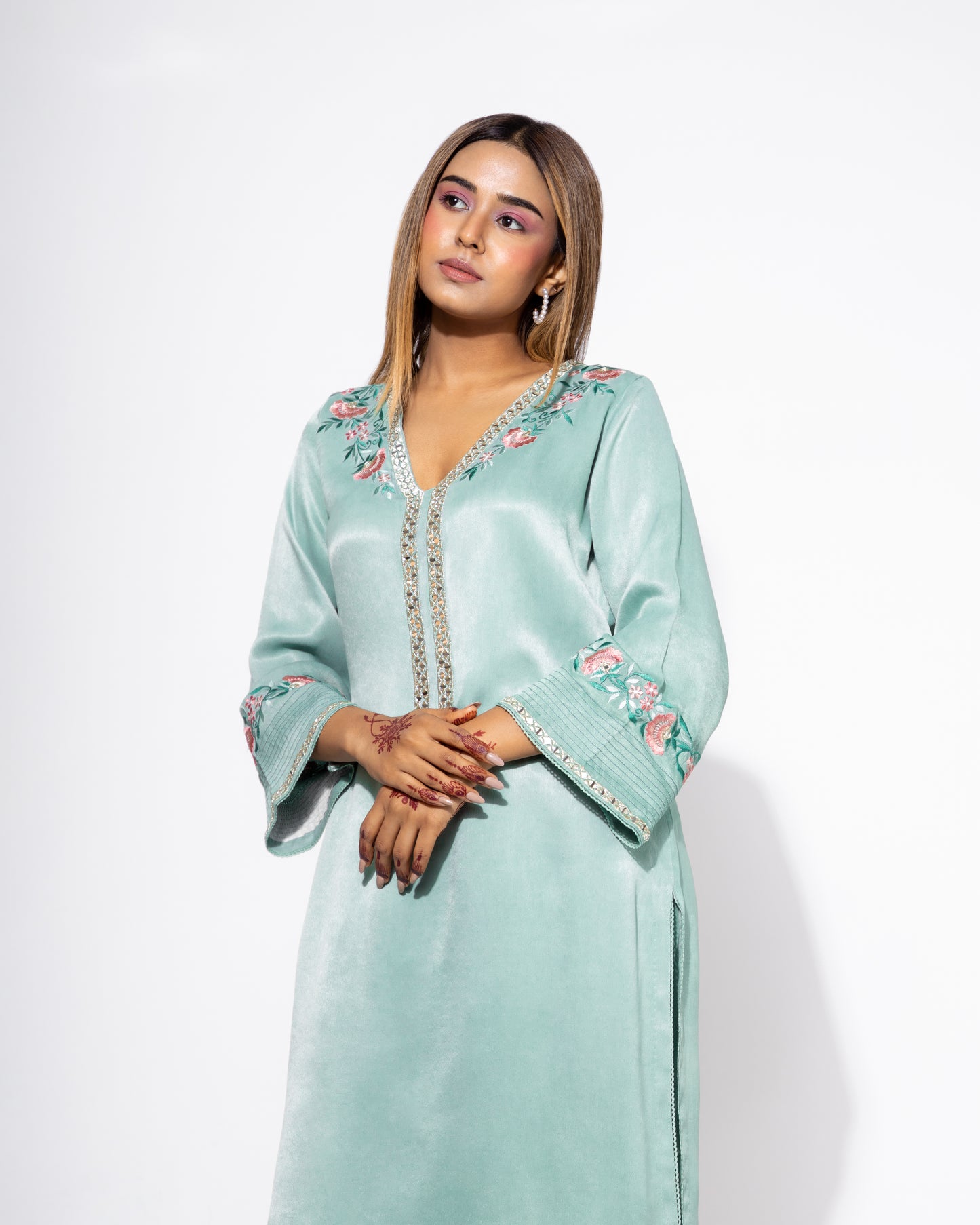 Blue Side Boota Kurta & Salwar Set