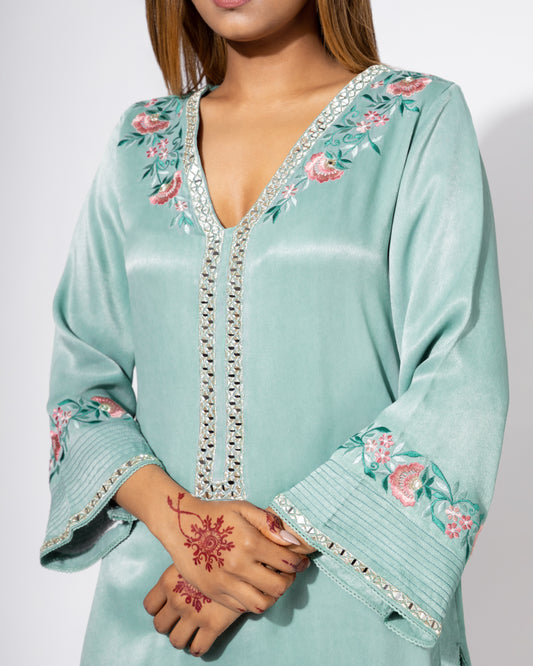 Blue Side Boota Kurta & Salwar Set