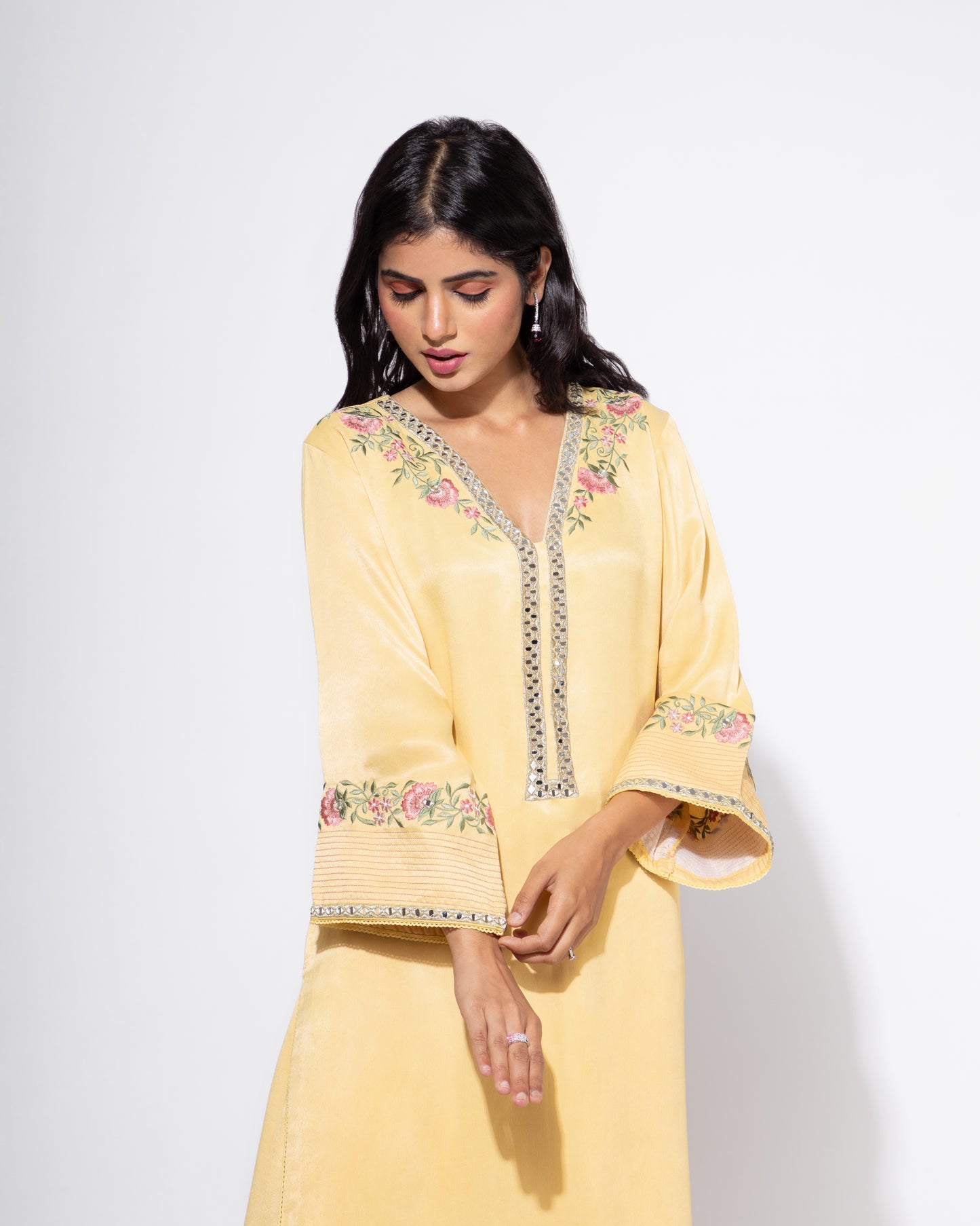 Yellow Side Boota Embroidered Kurta & Salwar Set