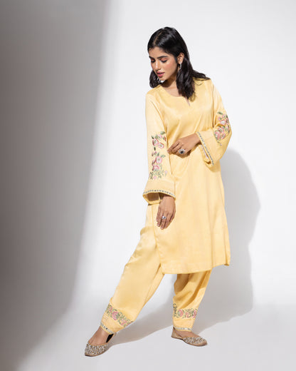 Yellow Boota Embroidered Kurta & Salwar Set