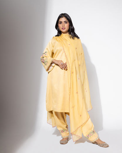 Yellow Boota Embroidered Kurta & Salwar Set