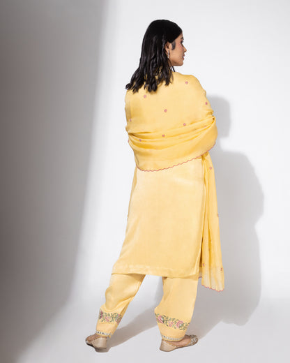 Yellow Boota Embroidered Kurta & Salwar Set